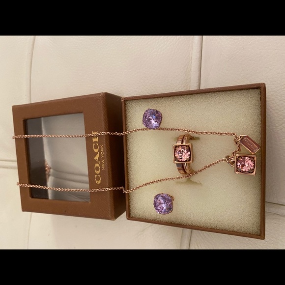 Coach earrings ,ring,necklace set - Picture 2 of 11